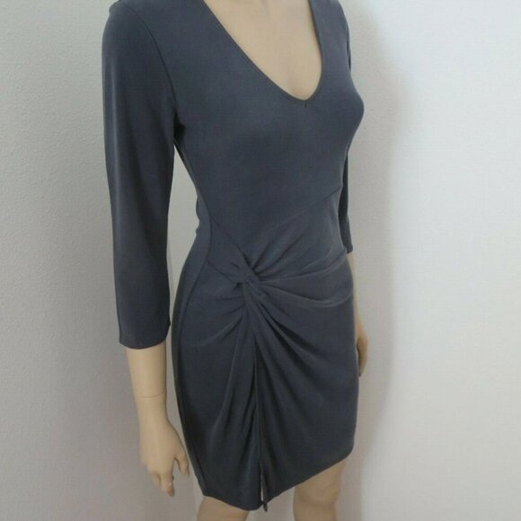 NWT Abercrombie Womens Knot Front T-Shirt Tee Dress Size XS S Gray 3/4 Sleeve - Picture 5 of 7